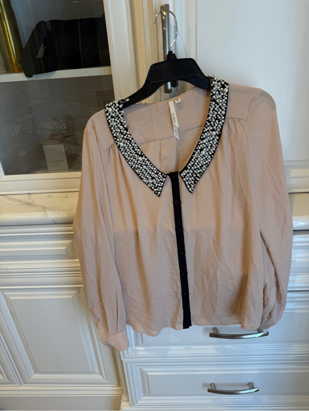 Bellatrix Beaded Collar Blush Blouse